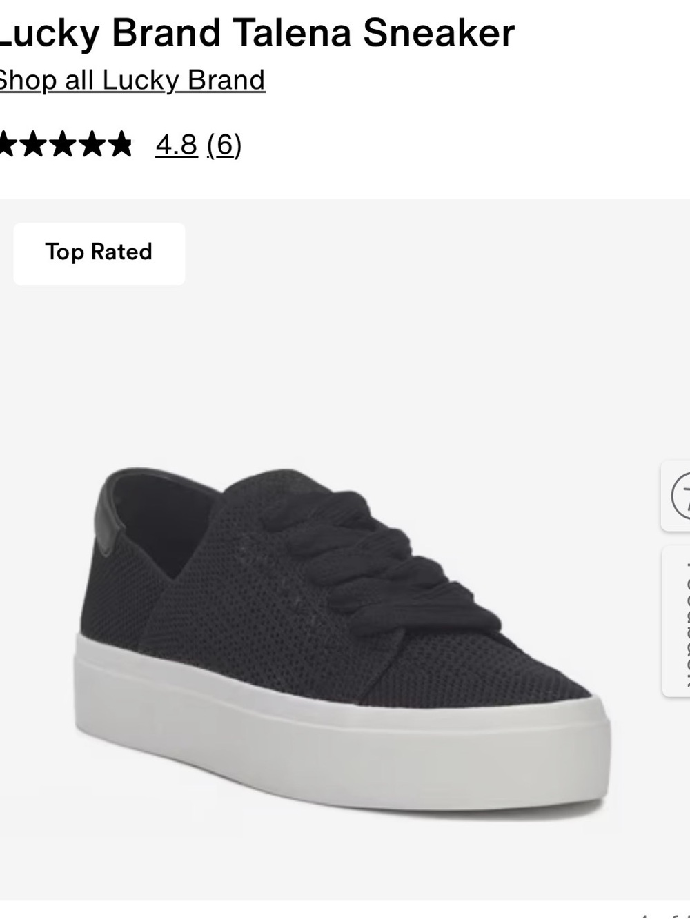 Lucky Brand Talena Knit Platform Sneaker - Black & White